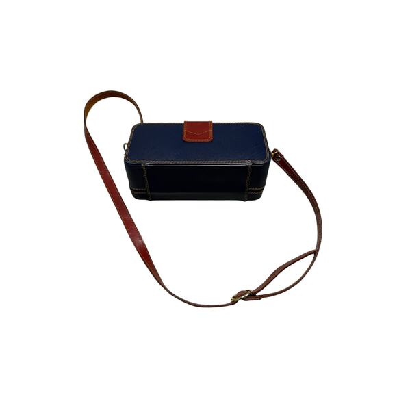 Vintage Henry Genuine Leather Trinket Box Shoulder Bag / Purse - Navy Blue Brown - Picture 5 of 10